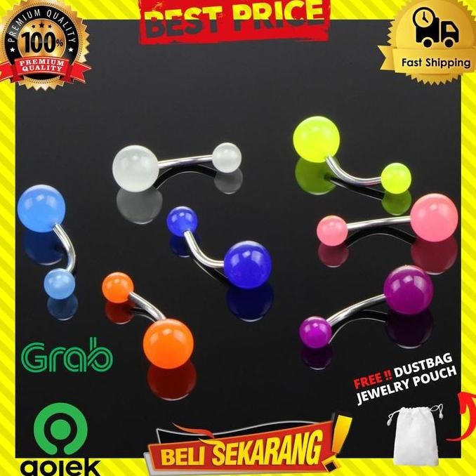 New Arrival - Anting Tindik Perut/Pusar Akrilik Luminous Pria Wanita Titanium A99