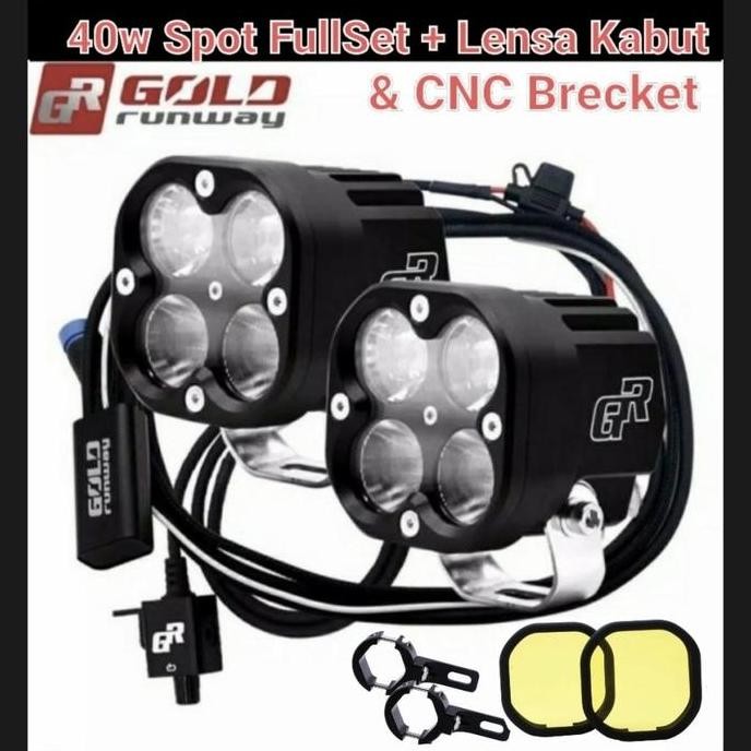 Gold Runway 40X Gr-X4 Lampu Fog Lamp 40Watt Relay Switch Cnc Brecket
