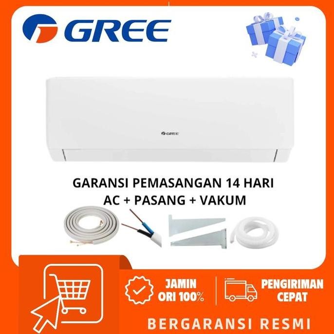 baru ac split gree 2pk gwc-18moo5a + paket pasang ac gree 2 pk