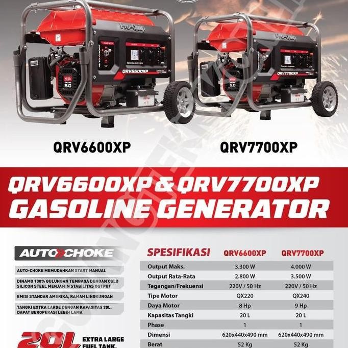 GENSET 3300W PROQUIP QRV6600 QRV6600XP 4TAK / GENERATOR PROQUIP QRV 6600 6600XP 3300WATT GASOLINE GE