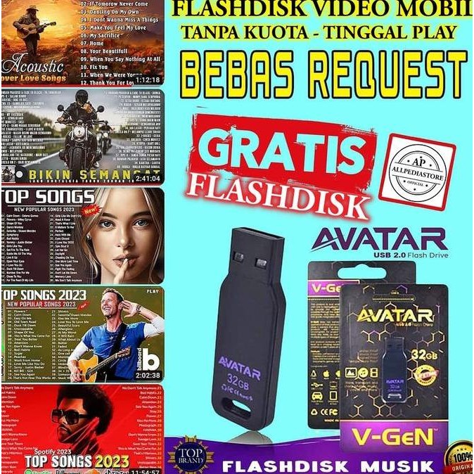 Flashdisk 16Gb Flashdisk Audio Mobil - Speaker Bluetooth - Laptop Dll Bag 2 Premium