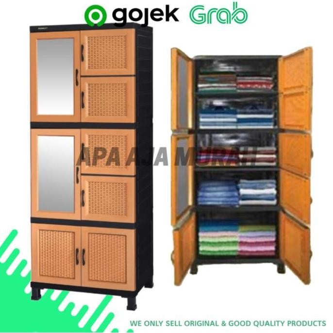 LEMARI PLASTIK NAPOLLY 5 SUSUN CABRO 2.2C 4LU.XU LEMARI MOTIF ROTAN SERBAGUNA ASLI