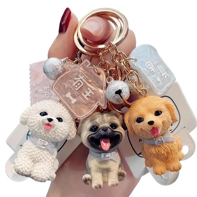 New Gantungan Kunci Boneka Anjing Lucu Bichon Golden Retriever | Aksesoris Tas Ganci Unik