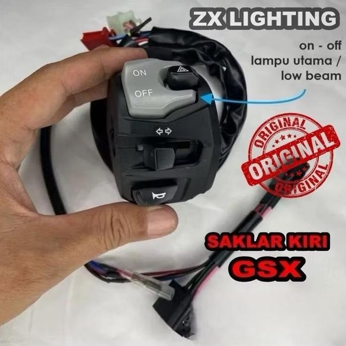 tersedia original saklar stang kiri gsx 1000 holder + hazard dim beam universal icc - saklar motor s
