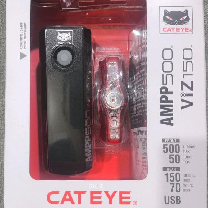 SALE SET LAMPU SEPEDA CATEYE AMPP 500 & VIZ 150 - LAMPU DEPAN BELAKANG USB