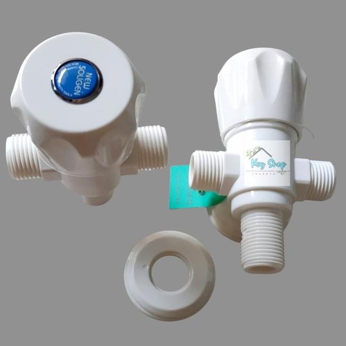 Tersedia SOLIGEN S18 Stop Kran Jet Shower Double Tee | Keran PVC ABS 1/2 Inch