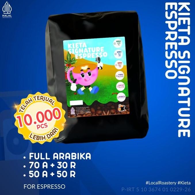 

READY BIJI KOPI ESPRESSO KIETA SIGNATURE BLEND 1KG - ARABIKA ROBUSTA ROASTED BEANS