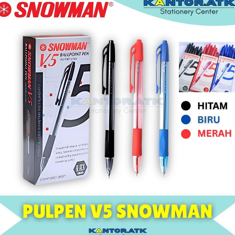 

12Pc Pulpen Snowman V5 Semi Gel Lusin 0.7Mm