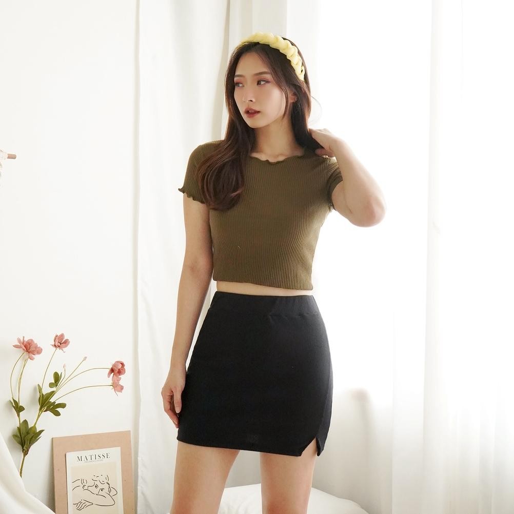 Mini Skirt Rok Span Pendek Rok Knit Skirt Hitam 242