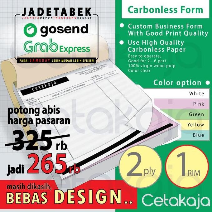 

Cetak Nota 1 Rim 2 Ply (Bebas Desain) 2Ply 1Rim - Kurir Expedisi Only