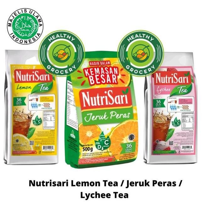 

Original NutriSari Jeruk Peras 500gr + Lemon Tea Powder Drink 400gr | Refill Minuman Serbuk