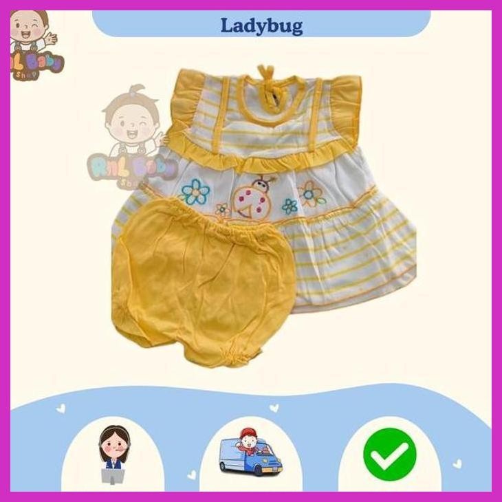 COD SETELAN DRESS BAJU BAYI MOTIF LADYBUG/BAJU BAYI PEREMPUAN/DRESS BAYI PREMIUM  QUALITY FASHION AN