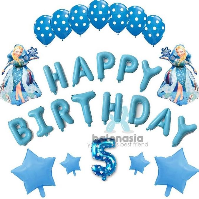 Balonasia Dekorasi Ulang Tahun Set Frozen Biru Latex PS