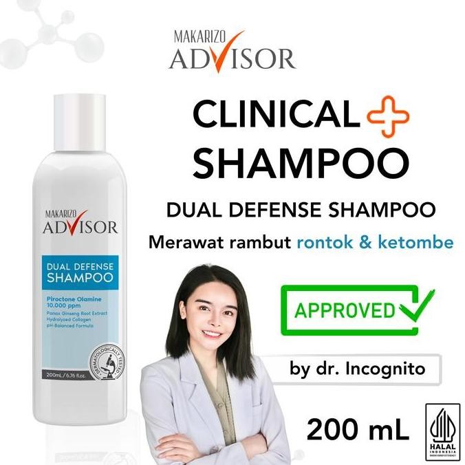 Terbaru Makarizo Advisor CLINICAL SHAMPOO - Dual Defense Shampoo 200mL / Sampo Rambut Rontok dan Ket