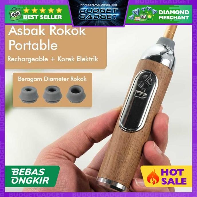 Asbak Rokok Portable Enclosed Usb Rechargeable Coil Electric Lighter