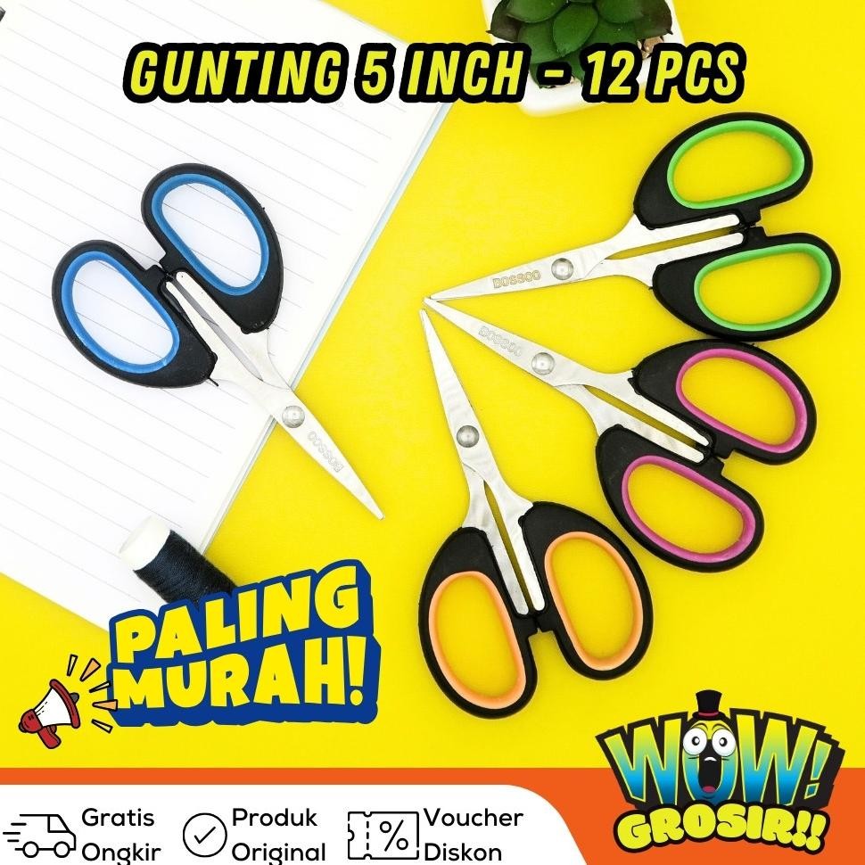 

1 lembar (12 pcs) Gunting Scissors BOSSCO B-664 5 inch RB2