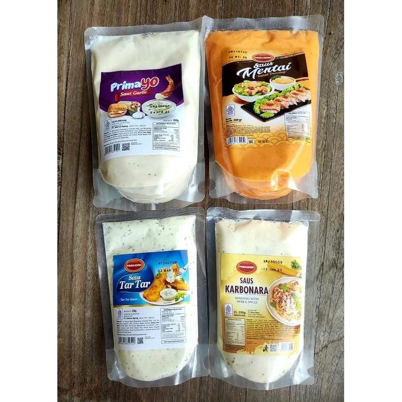 

Prima Agung Saus Mentai 500 Gr | Saus Garlic | Saus Tartar | Saus Karbonara Nugi