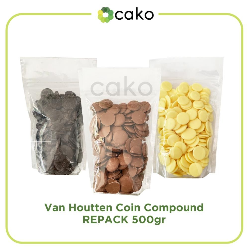 

(REPACK) Van Houtten Profesional Chocolate Coin Compound 500gr/WHITE, DARK, MILK Nugi
