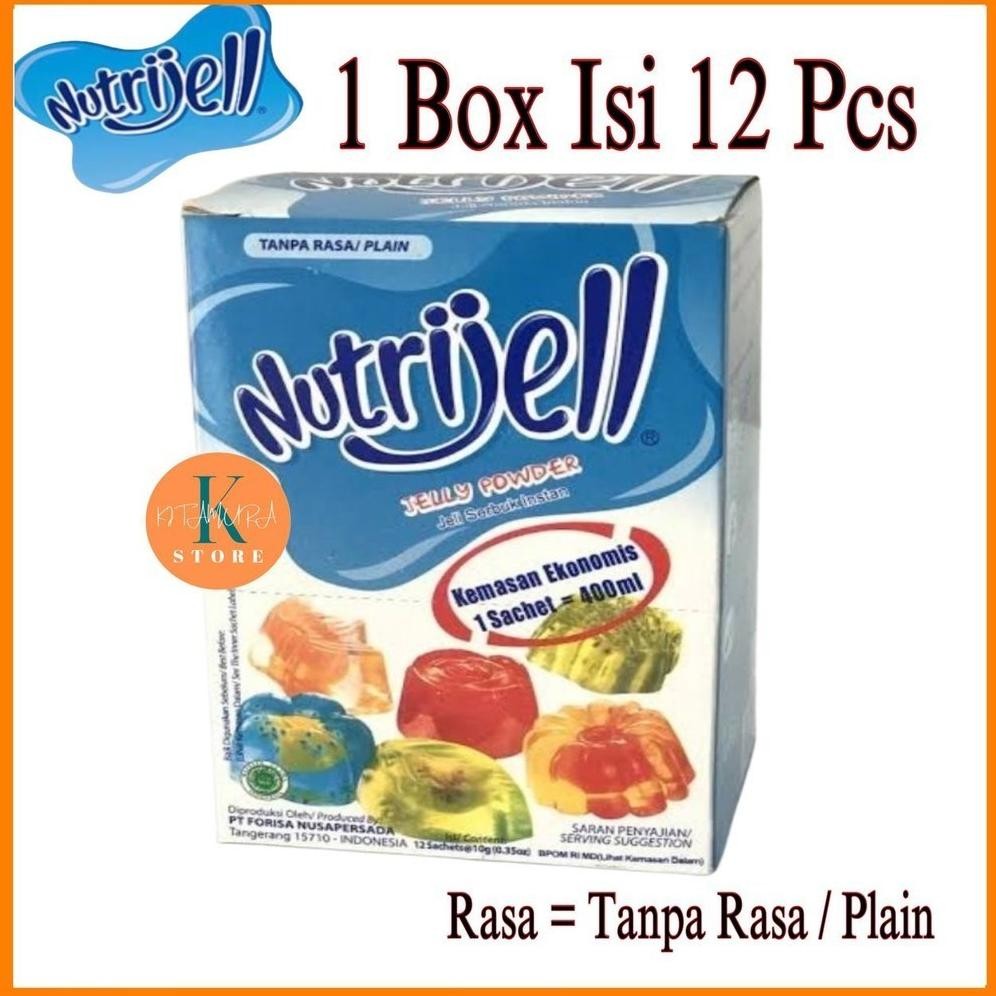 

NUTRIJELL PLAIN KEMASAN DUS 12X10g JELLY POWDER INSTANT AGAR AGAR Nugi