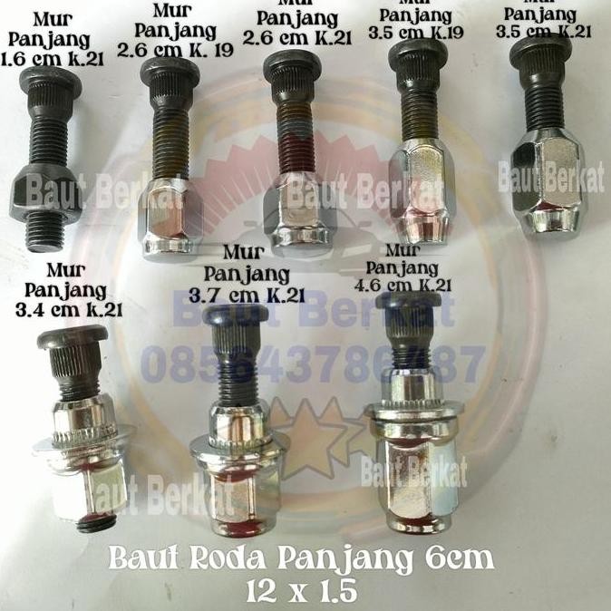baut mur roda panjang 12x1.5 baut mur racing panjang 12x1.5 baut 6cm BARU
