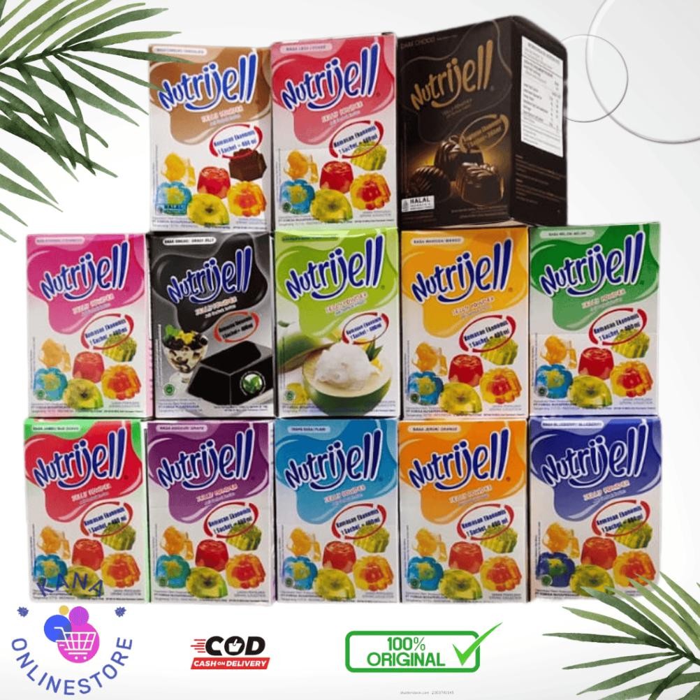 

Nutrijell buah (1 box isi 12) / Nutrijell coklat (1 box isi 12) Nugi