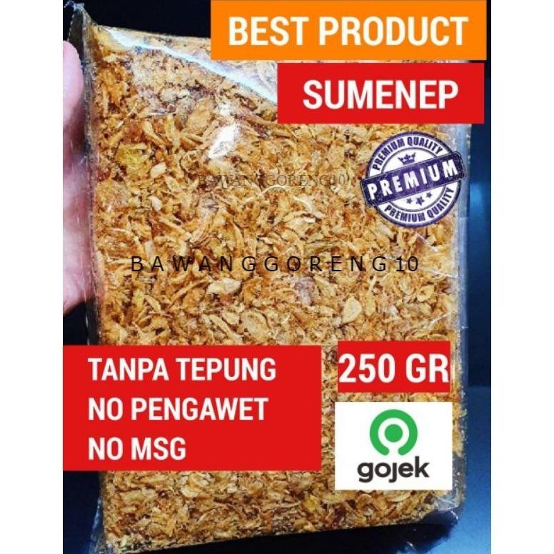 

Bawang Goreng Sumenep GRADE A dan Brebes Tanpa Tepung 250 Gr Super Kriukk , Bawang Merah Goreng Nugi