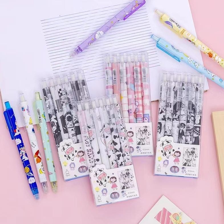 

Promo! Afm Pulpen Set Karakter Lucu Pulpen Mekanik Isi 6Pcs Bolpoin Gel Promo!