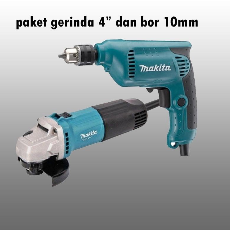 PAKET Mesin Gerinda Tangan Makita 9553B &Mesin Bor Tangan Listrik Bor Besi Kayu 10mm Makita M0600B