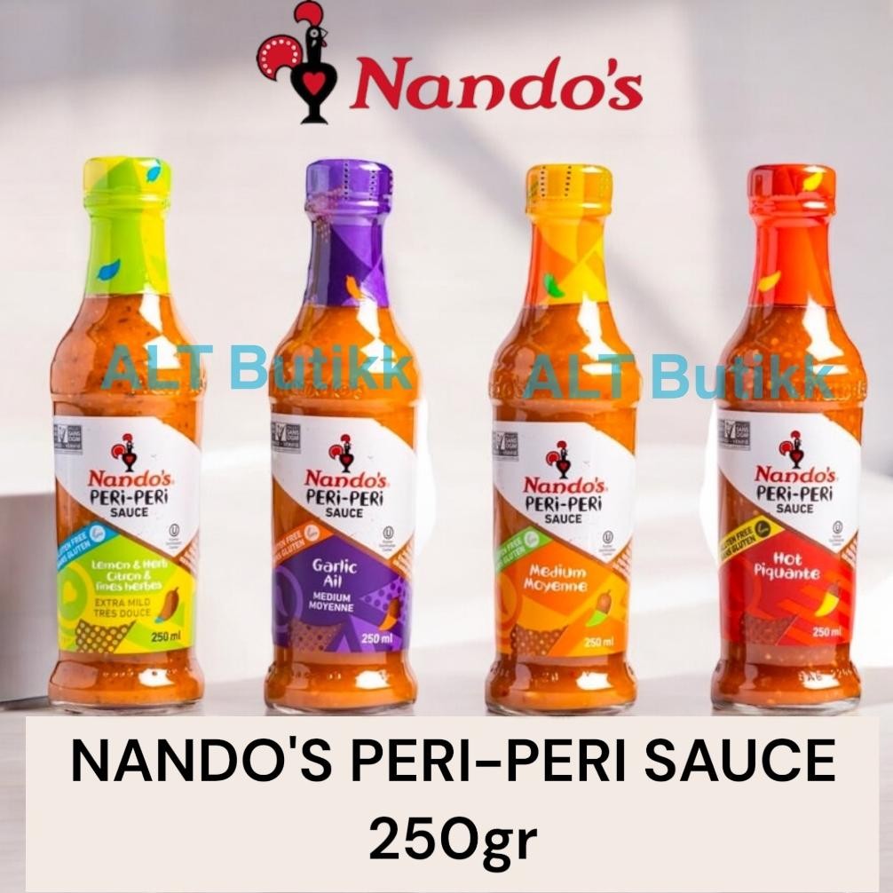 

READY STOCK NANDO'S PERI PERI SAUCE 250 GRAM | HOT MEDIUM GARLIC LEMON | BUMBU SAUS NANDOS