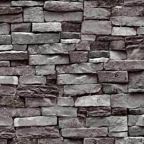 Wallpaper Dinding Batu Sticker Dinding Batu Alam Abu-abu Hitam