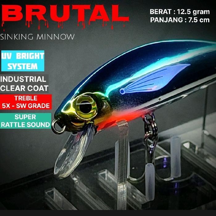 Brutal Minnow Sinking Umpan Pancing Casting Ikan Laut Muara Hampala Gt Lais Toman Lure Gabus