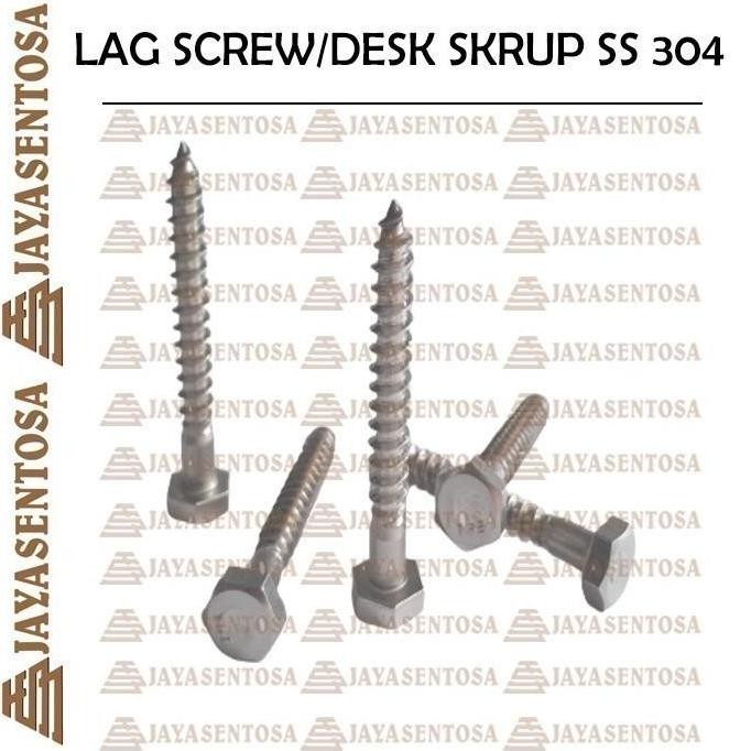 Lag Screw / Desk Skrup Stainless 5/16 x 6  Inch SS 304 PREMIUM