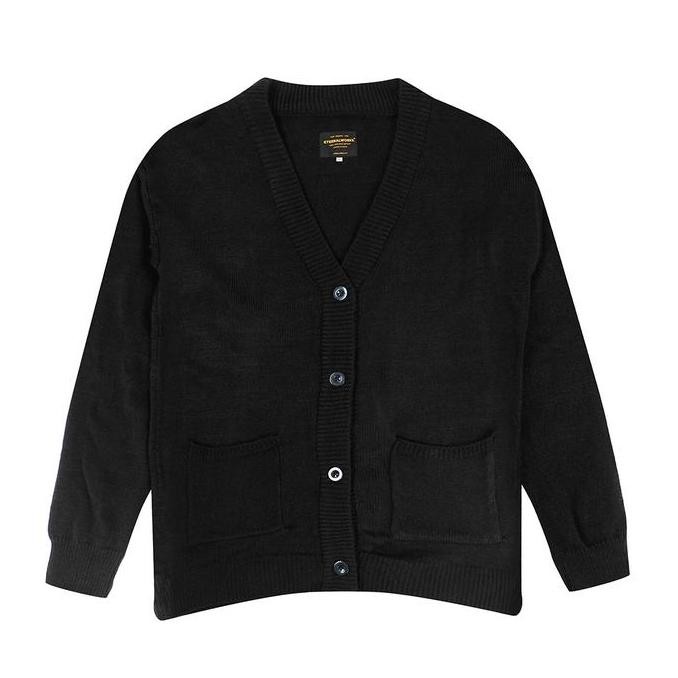 OKS JAKET PRIA - ETERNALWORKS BLACK KNITWEAR CARDIGAN - CARDIGAN RAJUT