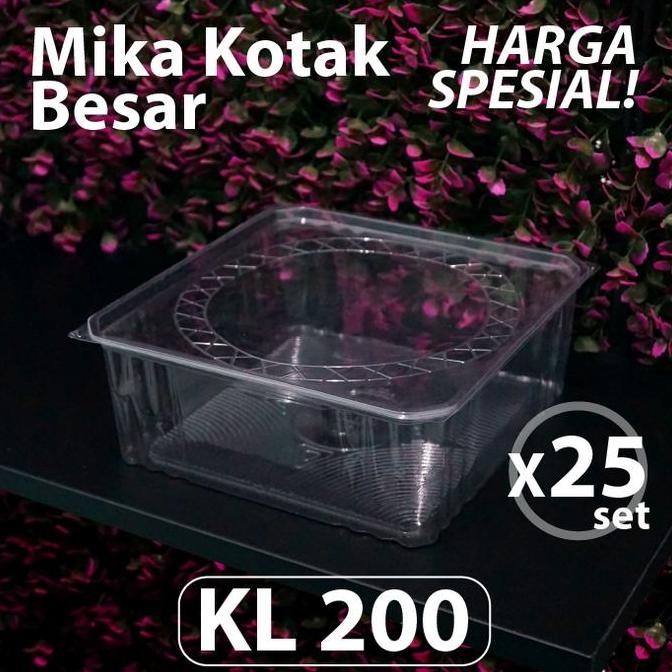Paket isi 25 pcs - Mika Kotak Besar KL 200 - Bolu Lapis - Transparan