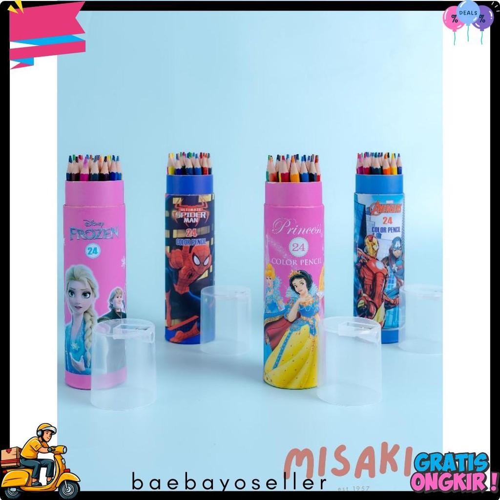

Pensil Warna 12/24/36 Warna Anak Pencil Color Lucu Karakter Special Frozen Elsa Marvel Spiderman Avengers Princess Alat Tulis Perlengkapan Menggambar Misaki Spesial Diskon