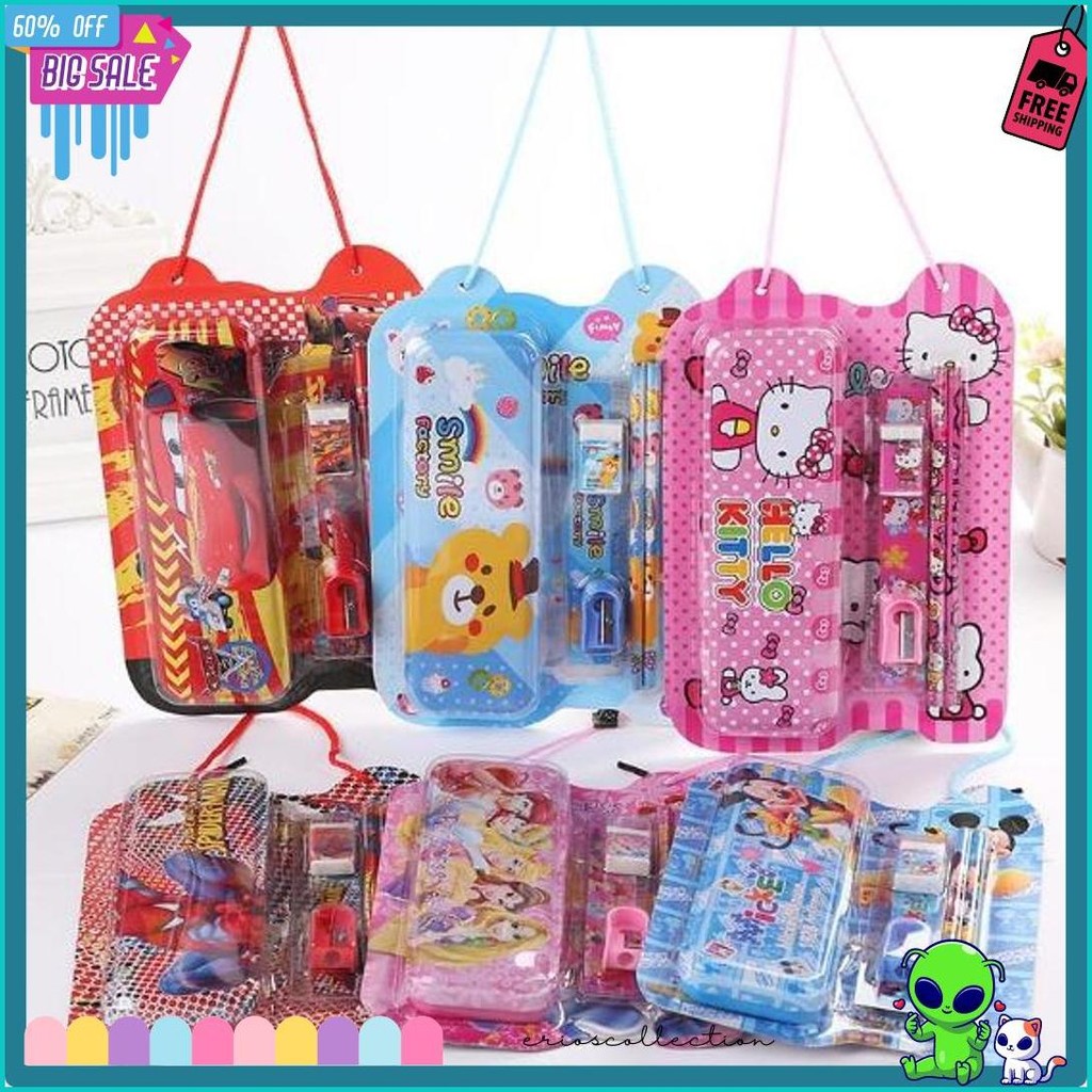 

Ijn Mini Stationery Set Alat Tulis Sekolah 6 In 1 Karakter Lucu Tempat Pensil Diskon Setengah Harga