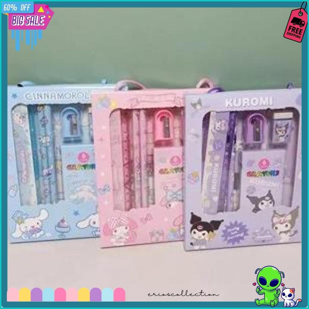 

Set Alat Tulis Sanrio 5 In 1 - Alat Tulis Sanrio Kuromi - Melody - Cinnamoroll - Yummy Diskon Setengah Harga