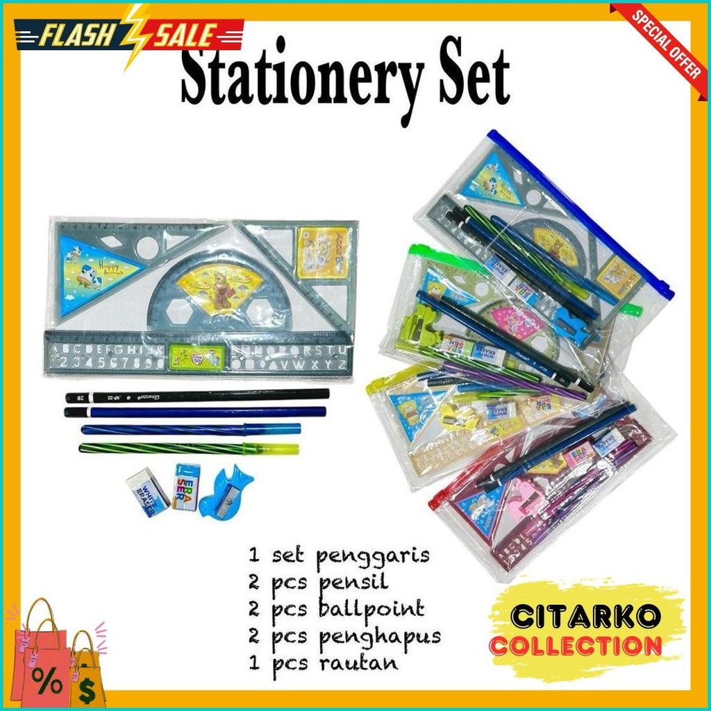

Paket Alat Tulis Sekolah 9 In 1 / Stationery Set Murah (Set) Diskon