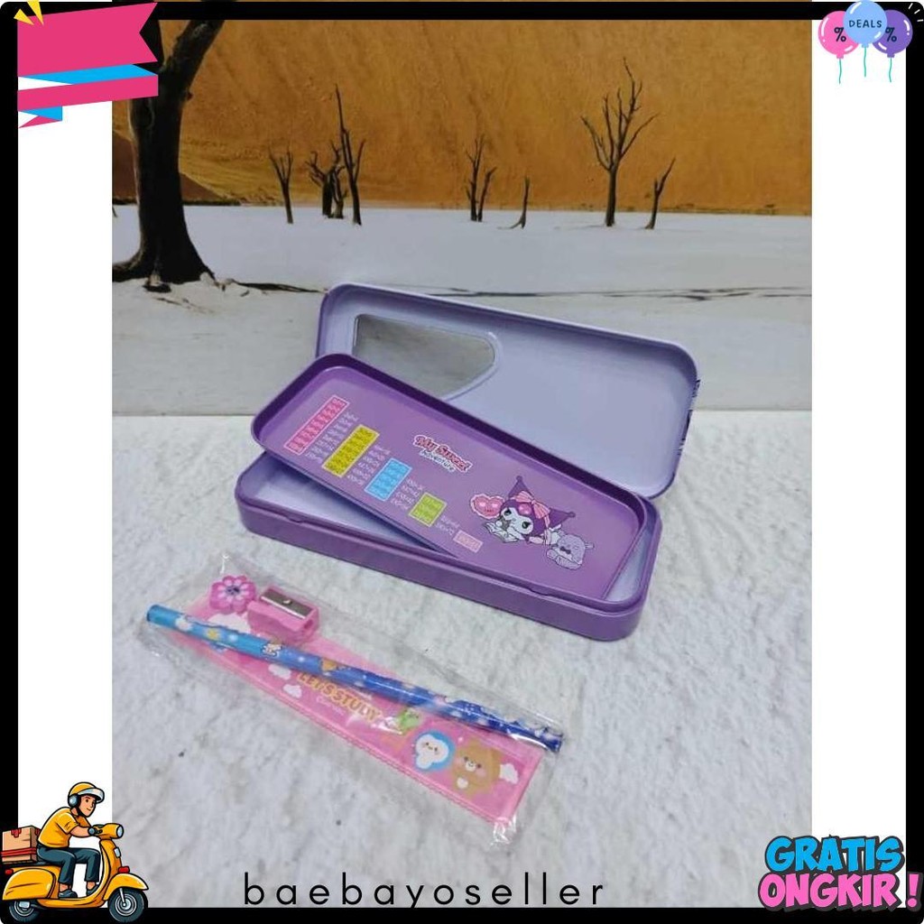 

Kotak Pensil Kaleng Ada Isi Ukuran Sedang/Pencil Case Diskon