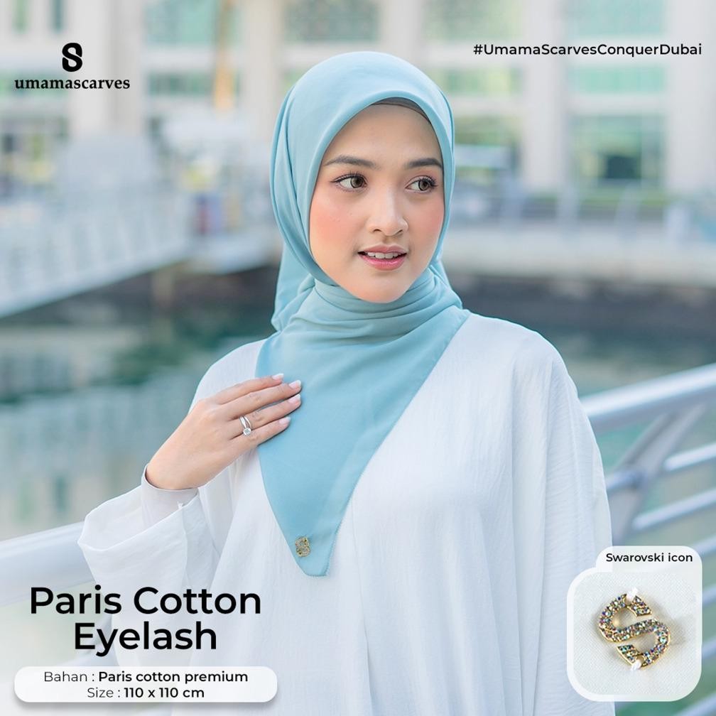 New UmamaScarves Paris Cotton Eyelash Lasercut Metal Logo S 110x110 Cm Jilbab Paris Cotton Umama ,.