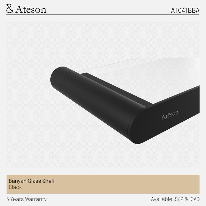 Ateson At041Bba Rak Kaca Aksesoris Kamar Mandi Hitam