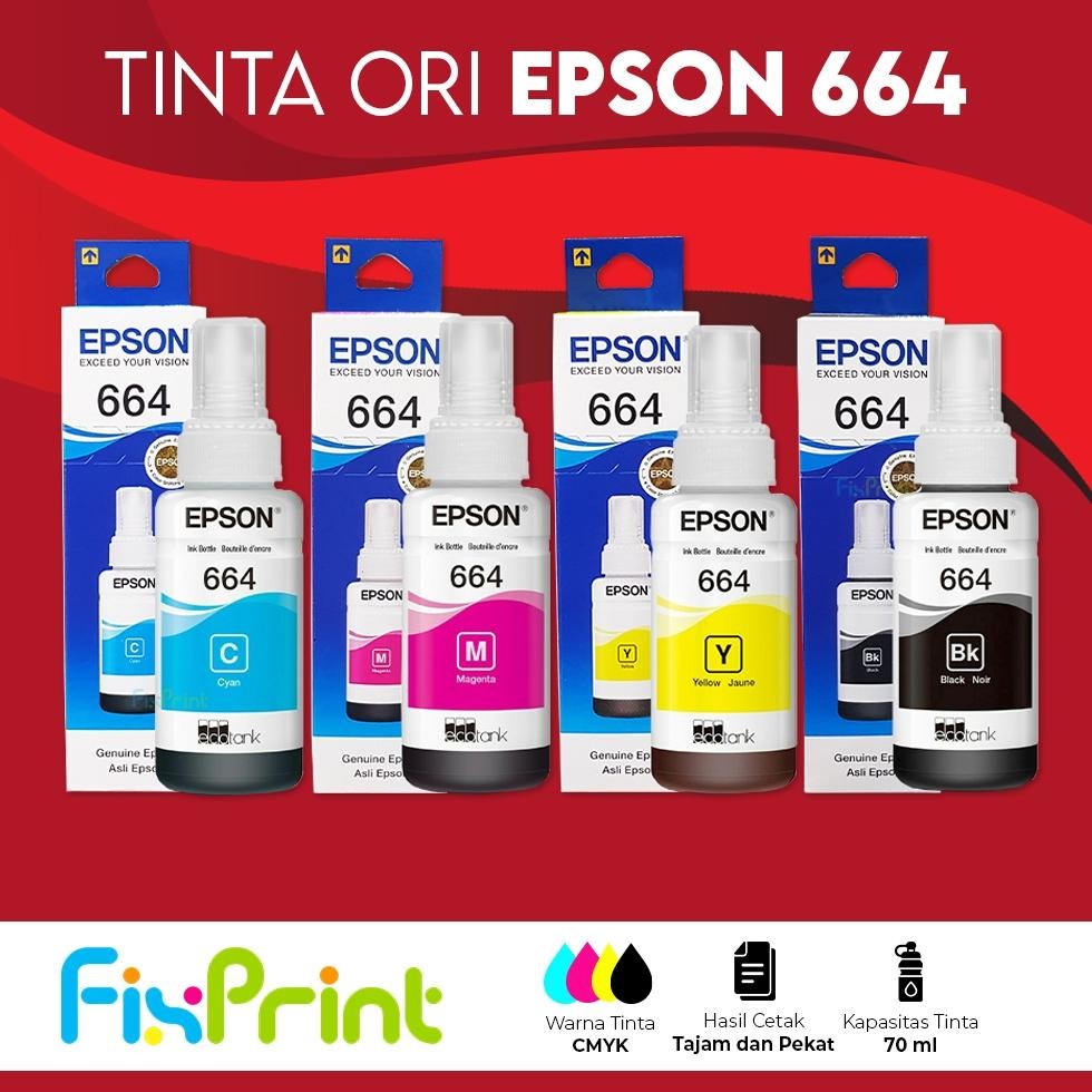 Tinta Original 664 Tinta Refill Printer Epson L110 L120 L210 L350 L220 L310 L120 L300 T664 664 T6641