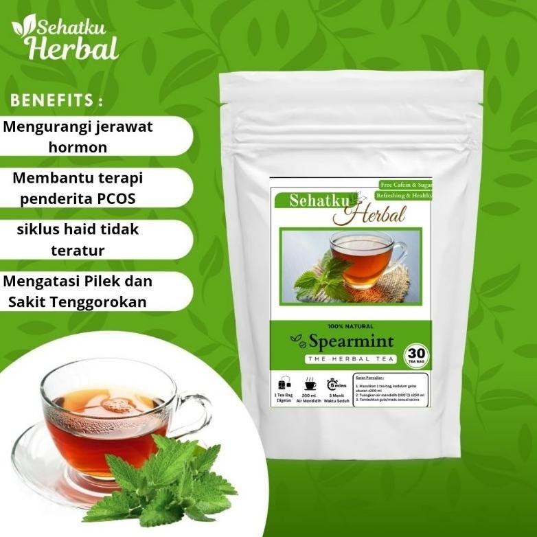 

Spearmint Tea Untuk Jerawat Hormon dan PCOS Isi 30 Tea Bag Nugi