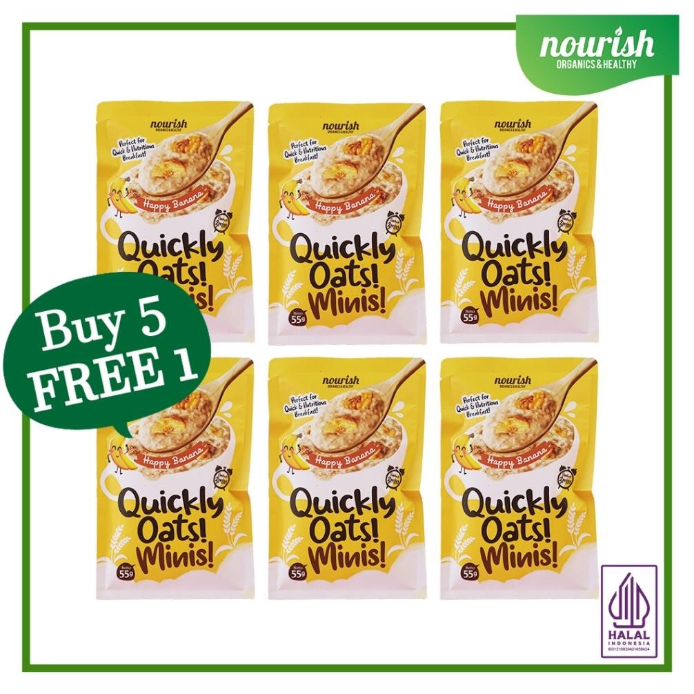 

BUY 5 GET 1 FREE Quickly Oats! Minis! Instant Oatmeal Happy Banana Nugi