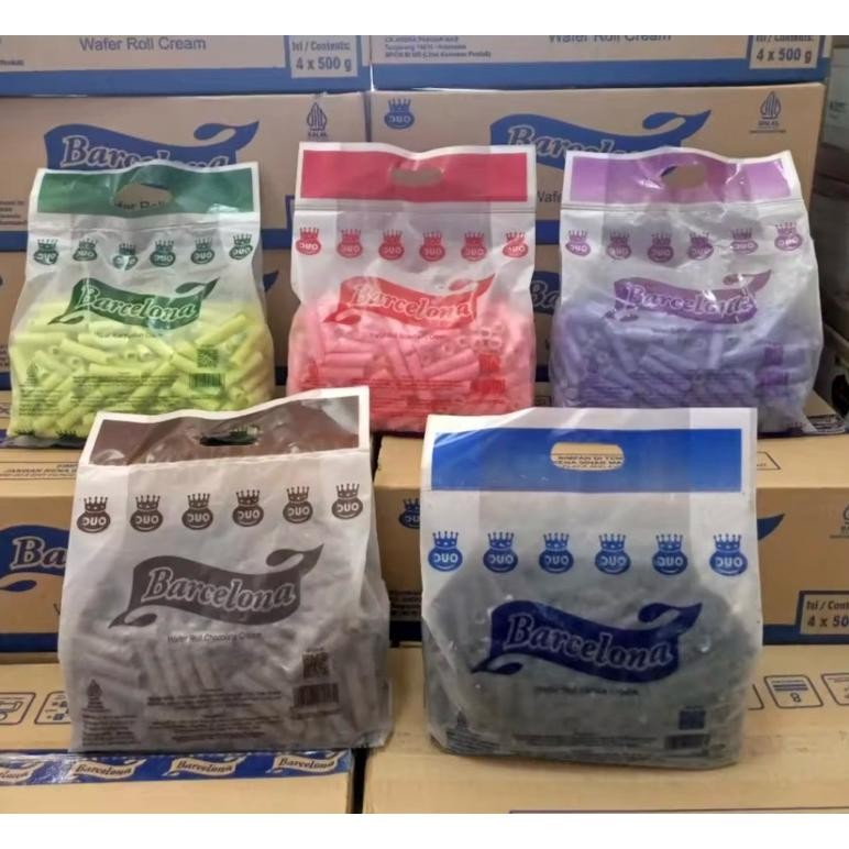 

SNACK ASTOR MINI BARCELONA WAFER ROLL CREAM KEMASAN BAG 500 GRAM ALL VARIAN Nugi