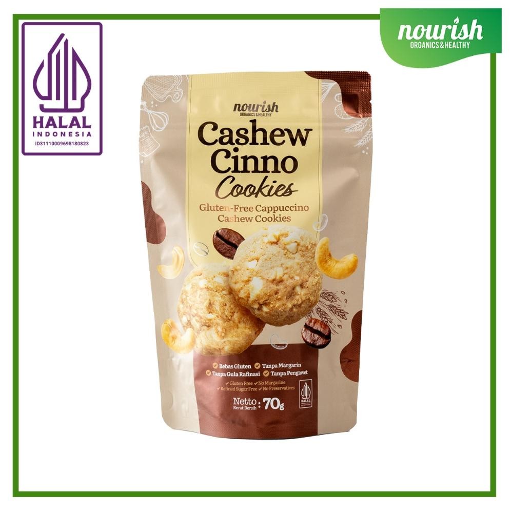 

Cashewcinno Cookies - Gluten Free Cappuccino Cashew Cookies 70gr Nugi