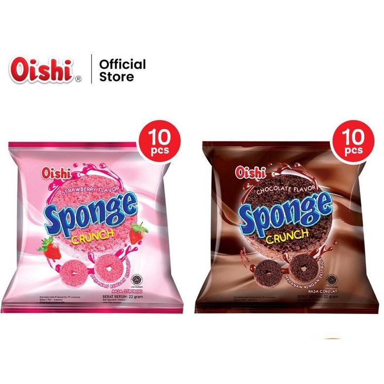 

Oishi Sponge Crunch Coklat, StroberiPerpak 22gr x 10 Pcs Nugi