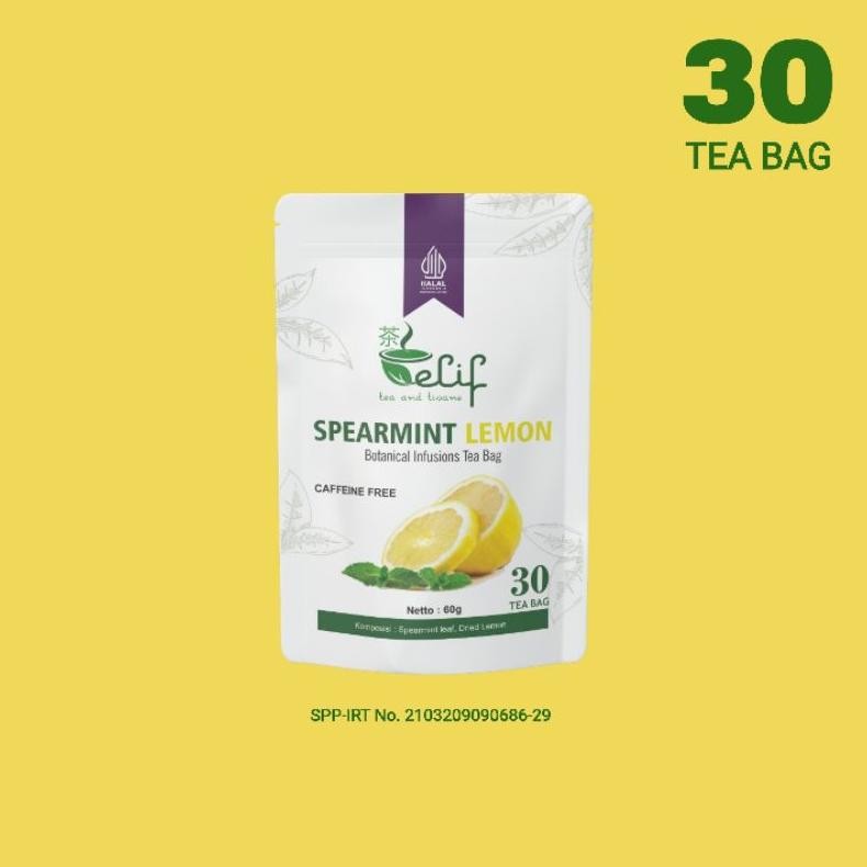 

ELIF TEA AND TISANE Spearmint Lemon Tea | Teh Spearmint Lemon | Teh Jerawat Hormonal & Slimming | 30 Tea Bag Nugi