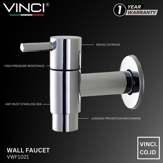 Sale Vinci Keran Air Tembok Filter Kran Dinding Tembok Engkol Stainless 304