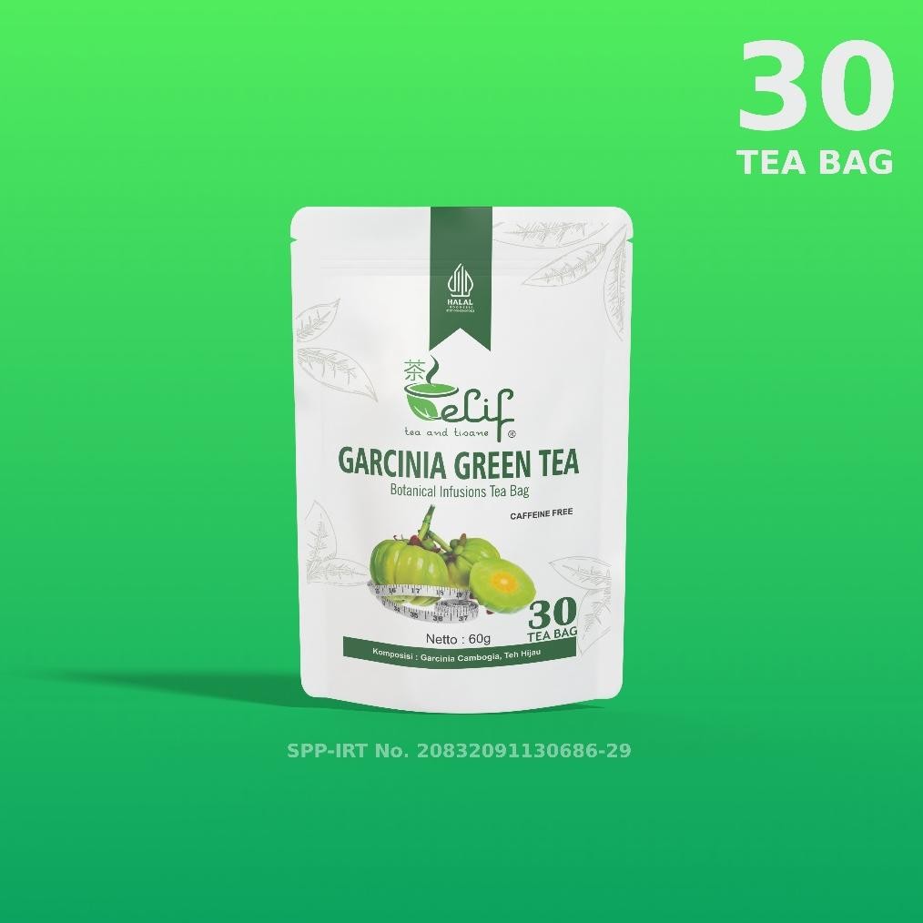 

ELIF TEA AND TISANE Garcinia Green Tea | Super Diet Detox Slim Teh Peluntur Lemak | 30 Tea Bag Nugi
